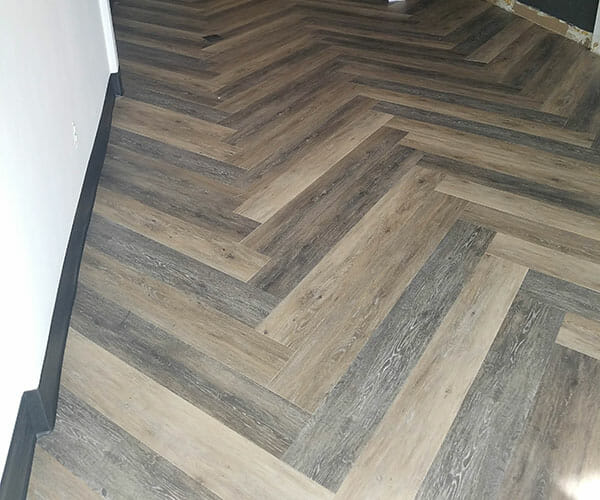 New hardwood floor with slanted design